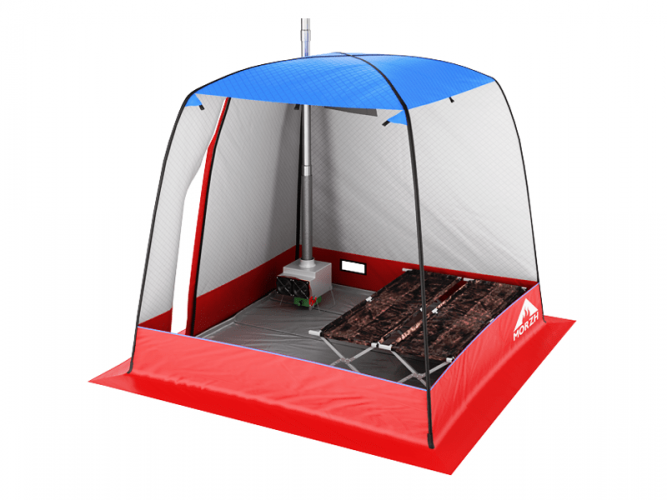 Мобильная баня-палатка МОРЖ c 2-мя окнами сине-красный в Уфе