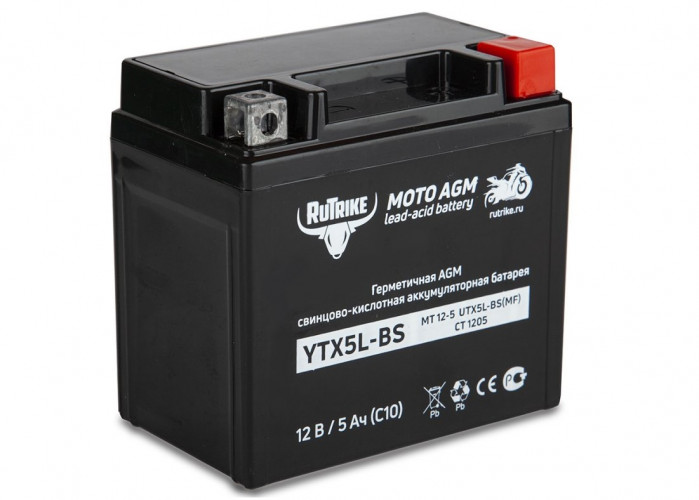 Аккумулятор стартерный для мототехники Rutrike YTX5L-BS (12V/5Ah) в Уфе