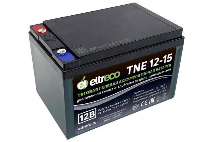Тяговый аккумулятор Eltreco TNE12-15 (12V12A/H C3) болт в Уфе