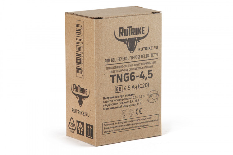 Тяговый гелевый аккумулятор RuTrike TNG 6-4,5 (6V4,5A/H C20) в Уфе
