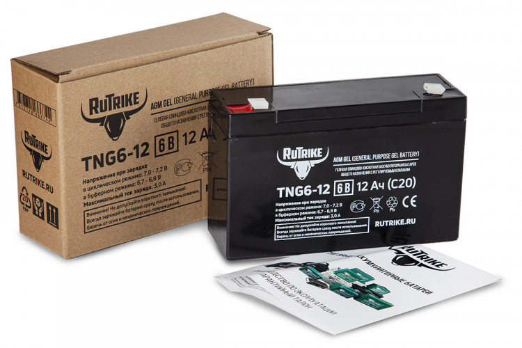 Тяговый гелевый аккумулятор RuTrike TNG 6-12 (6V12A/H C20) в Уфе
