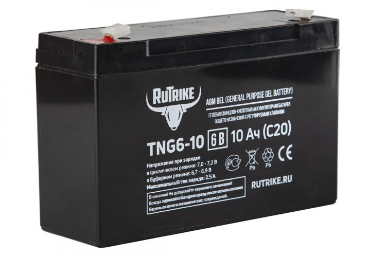 Тяговый гелевый аккумулятор RuTrike TNG 6-10 (6V10A/H C20) в Уфе