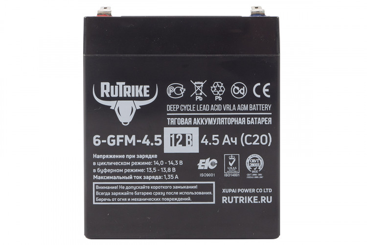 Тяговый гелевый аккумулятор RuTrike 6-GFM-4.5 (12V4.5A/H C20) в Уфе