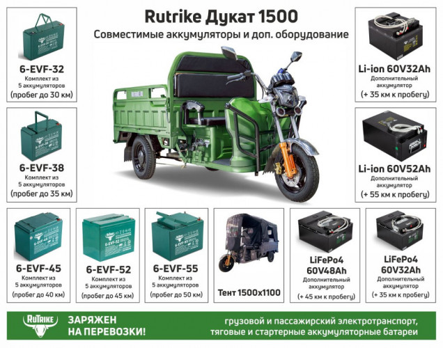 Грузовой электрический трицикл RuTrike Дукат 1500 в Уфе