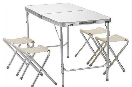 Набор стол раскладной водостойкий 120х60 и 4 табурета в Уфе
